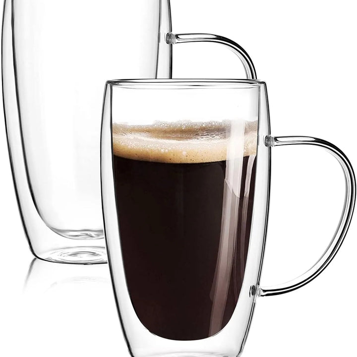 Copos de Café Duplos 80-450ML Copos de Vidro Duplamente Isolados Para Café Quente & Frio Caneca Transparente com Alça de Óculos