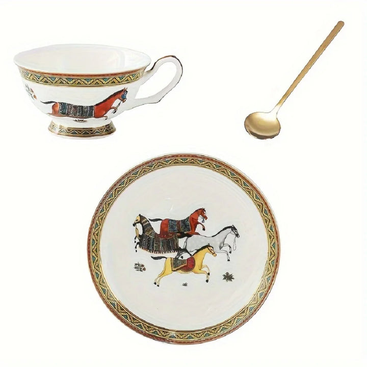 1 conjunto, xícara de chá e pires com colher, xícara de café de porcelana e prato pires, xícaras para café da manhã, chá da tarde, casa, jardim
