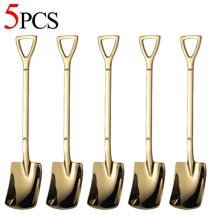 20/1Pcs Aço Inoxidável Pá Colher Ouro Prata Colheres de Café Sorvete Sobremesa Colher Colher de Chá Talheres de Cozinha Conjunto