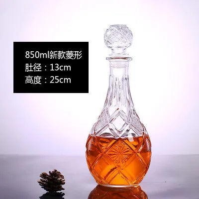 Garrafa de Vidro de Vinho 250-1000ml Decantadores de Uísque de Vidro Sem Chumbo para Licor Scotch Bourbon