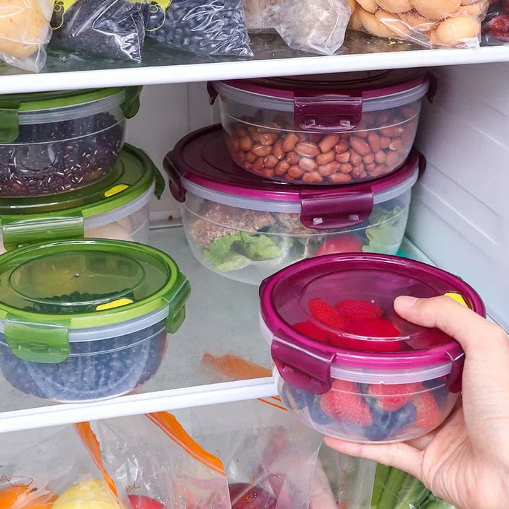 Caixa de conservação de alimentos frescos pode ser aquecida no forno de micro-ondas, caixa de armazenamento para geladeira e freezer de cozinha, lancheira transparente com tampa