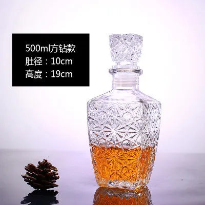 Garrafa de Vidro de Vinho 250-1000ml Decantadores de Uísque de Vidro Sem Chumbo para Licor Scotch Bourbon