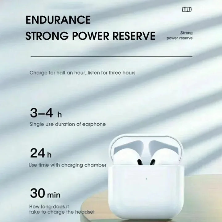 Pro4 TWS Fone de ouvido Bluetooth 9D Fone de ouvido estéreo sem fio Fone de ouvido intra-auricular HiFi Fone de ouvido mãos-livres com microfone para Xiaomi iPhone