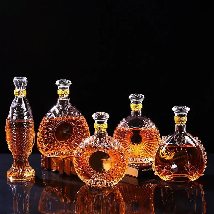 Garrafa de Vidro de Vinho 250-1000ml Decantadores de Uísque de Vidro Sem Chumbo para Licor Scotch Bourbon