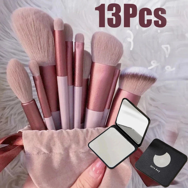 Conjunto de pincéis de maquiagem com 13 peças, pincel para corretivo, blush, pó, sombra, iluminador, base, ferramentas de beleza cosméticas