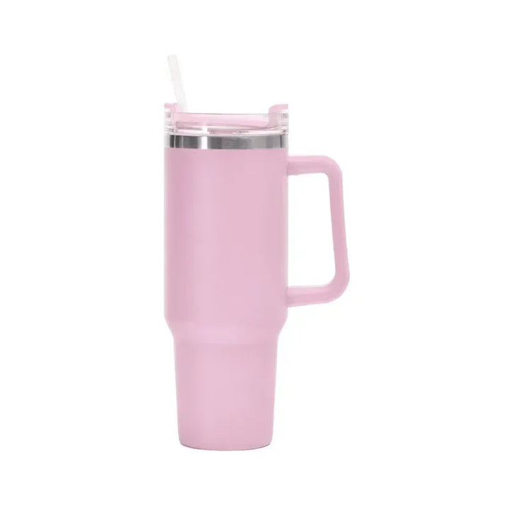 Garrafa de água de aço inoxidável de 40 onças, caneca de café para carro, copo personalizado com tampa de alça, canudo, copo térmico a vácuo