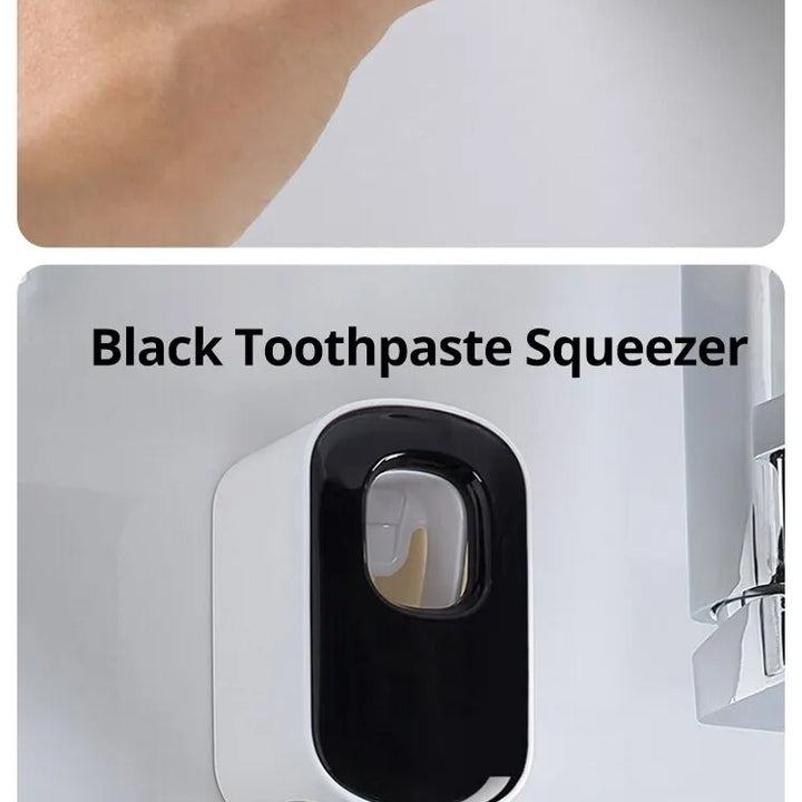 1pc Espremedor de pasta de dente à prova d'água Dispensador automático de pasta de dente Suporte de parede para banheiro Acessórios para banheiro Suporte para escova de dentes