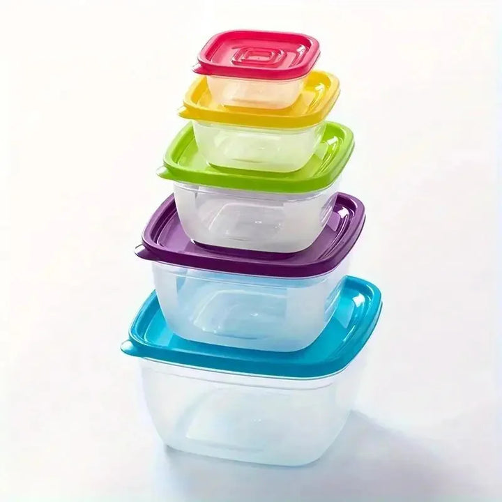 5 peças Recipientes de alimentos para micro-ondas Geladeira de plástico Crisper Recipiente retangular para alimentos Cozinha Almoço Selado Caixa de armazenamento ao ar livre