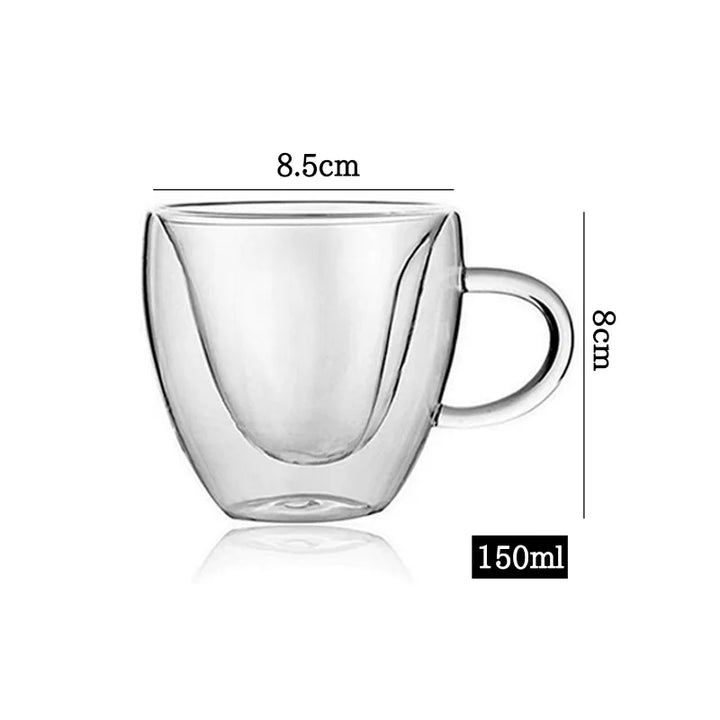 Copos de Café Duplos 80-450ML Copos de Vidro Duplamente Isolados Para Café Quente & Frio Caneca Transparente com Alça de Óculos