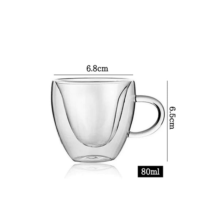 Copos de Café Duplos 80-450ML Copos de Vidro Duplamente Isolados Para Café Quente & Frio Caneca Transparente com Alça de Óculos