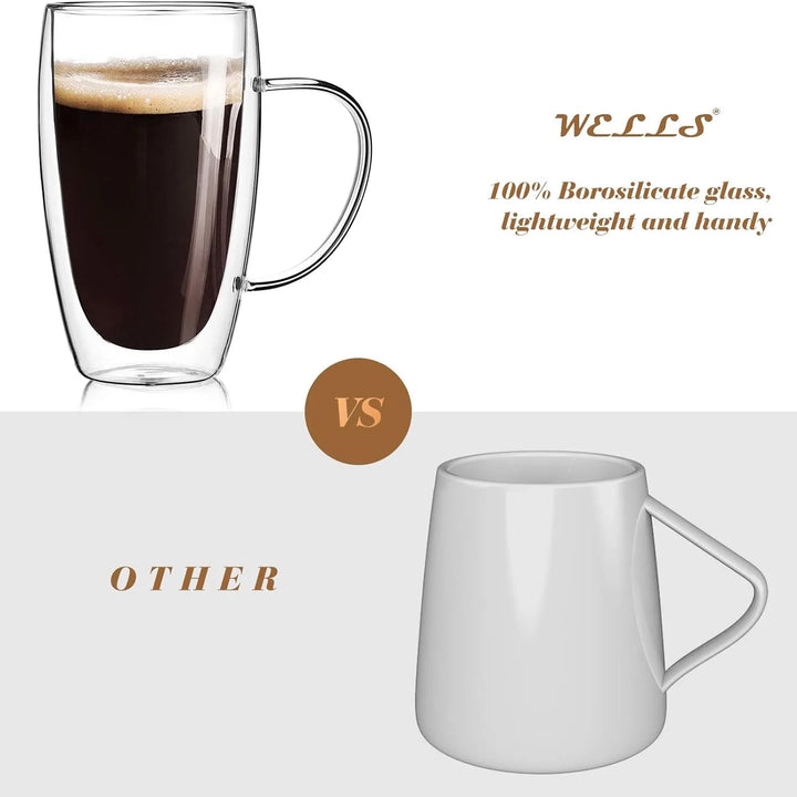 Copos de Café Duplos 80-450ML Copos de Vidro Duplamente Isolados Para Café Quente & Frio Caneca Transparente com Alça de Óculos