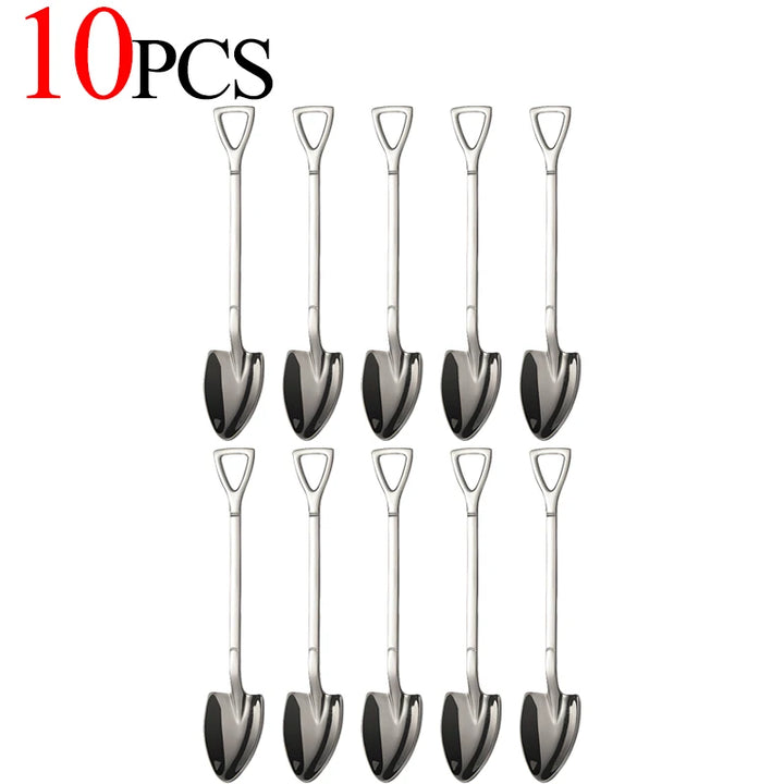 20/1Pcs Aço Inoxidável Pá Colher Ouro Prata Colheres de Café Sorvete Sobremesa Colher Colher de Chá Talheres de Cozinha Conjunto