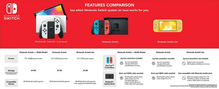 Nintendo Switch OLED Modelo Branco Conjunto 7 Polegadas Tela Joy-Con Alça Áudio Aprimorado Ajustável Console Modo TV Estável Videogame