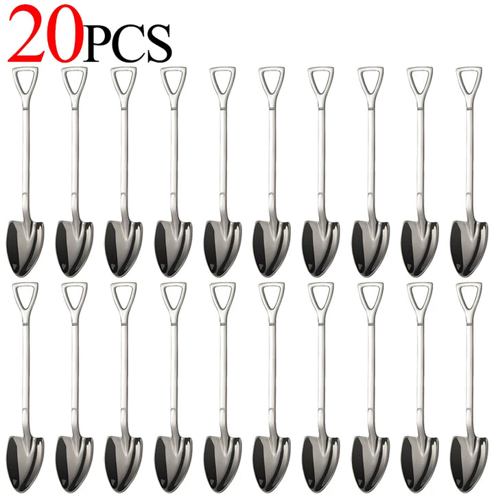 20/1Pcs Aço Inoxidável Pá Colher Ouro Prata Colheres de Café Sorvete Sobremesa Colher Colher de Chá Talheres de Cozinha Conjunto