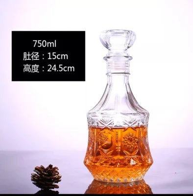 Garrafa de Vidro de Vinho 250-1000ml Decantadores de Uísque de Vidro Sem Chumbo para Licor Scotch Bourbon
