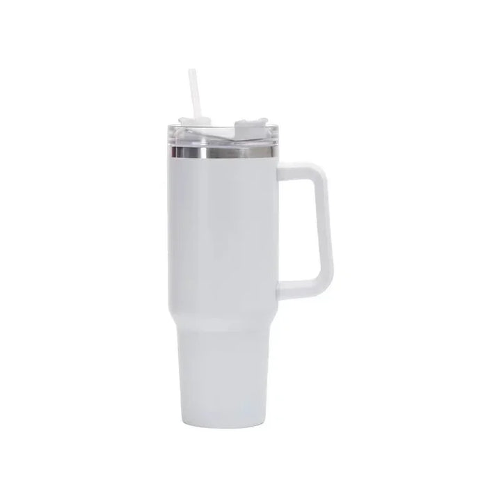 Garrafa de água de aço inoxidável de 40 onças, caneca de café para carro, copo personalizado com tampa de alça, canudo, copo térmico a vácuo