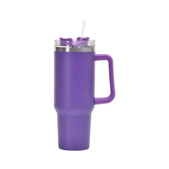 Garrafa de água de aço inoxidável de 40 onças, caneca de café para carro, copo personalizado com tampa de alça, canudo, copo térmico a vácuo