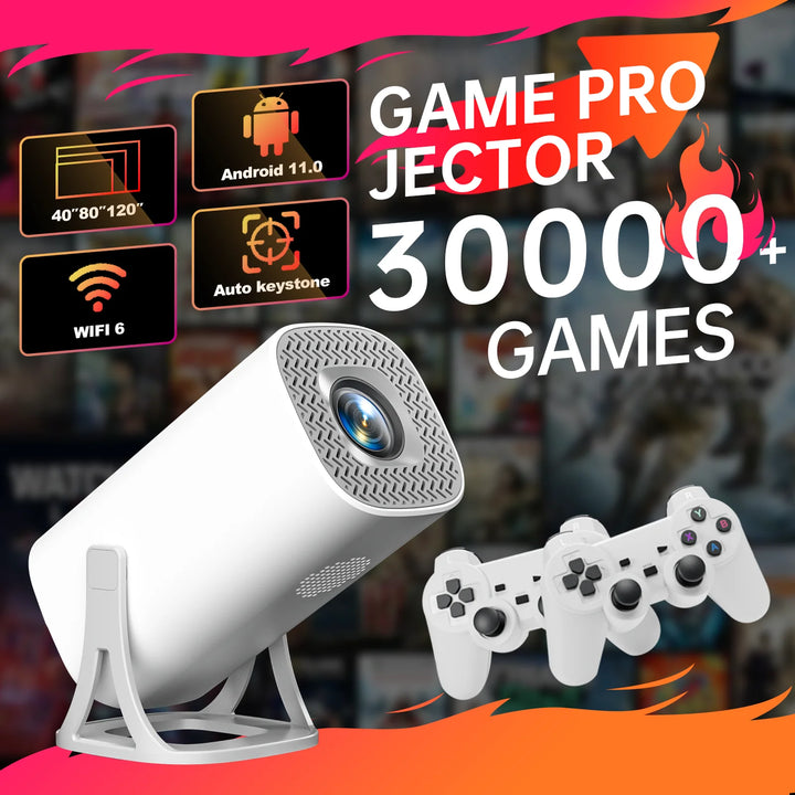 Projetor de jogos S40MAX Android 11 64GB TF Card Controlador de jogos sem fio Dual WIFI 1280 * 720P Projetor portátil de home theater