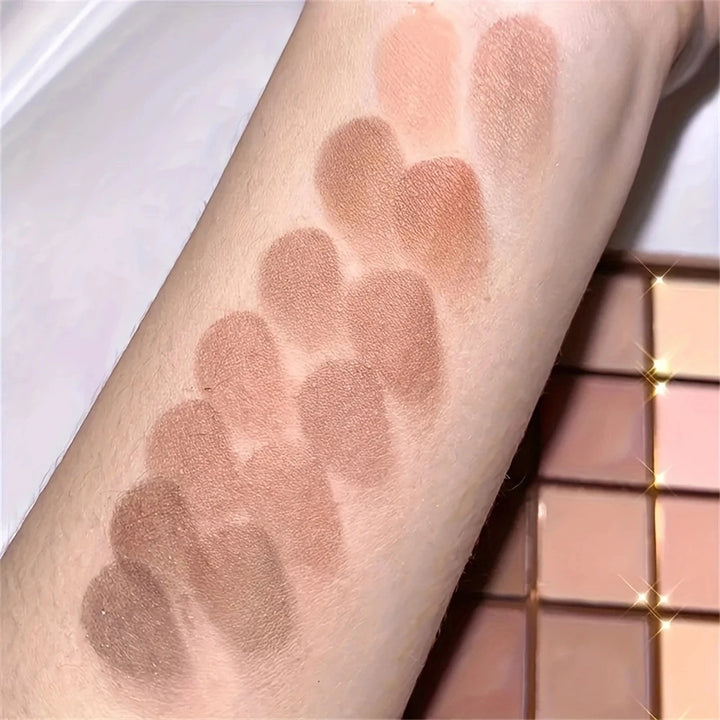 Paleta de sombras de 25 cores - tons neutros de cinza e marrom terrosos, estilo café e chocolate, cria uma aparência de maquiagem multifuncional que naturalmente combina com o teatro