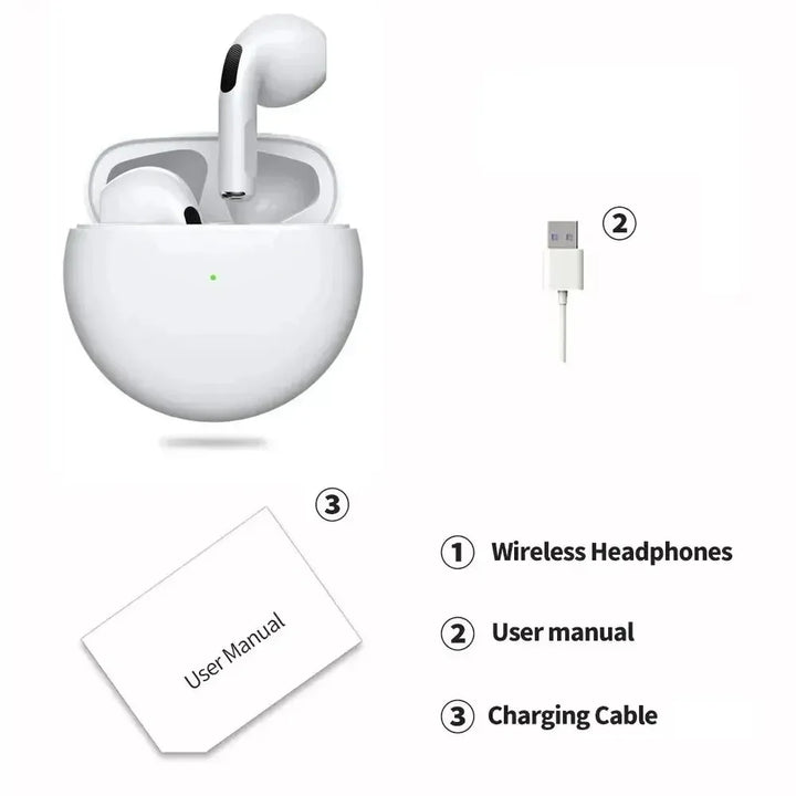 air pro 6 fone de ouvido  Bluetooth sem fio com microfone xiaomi iphone