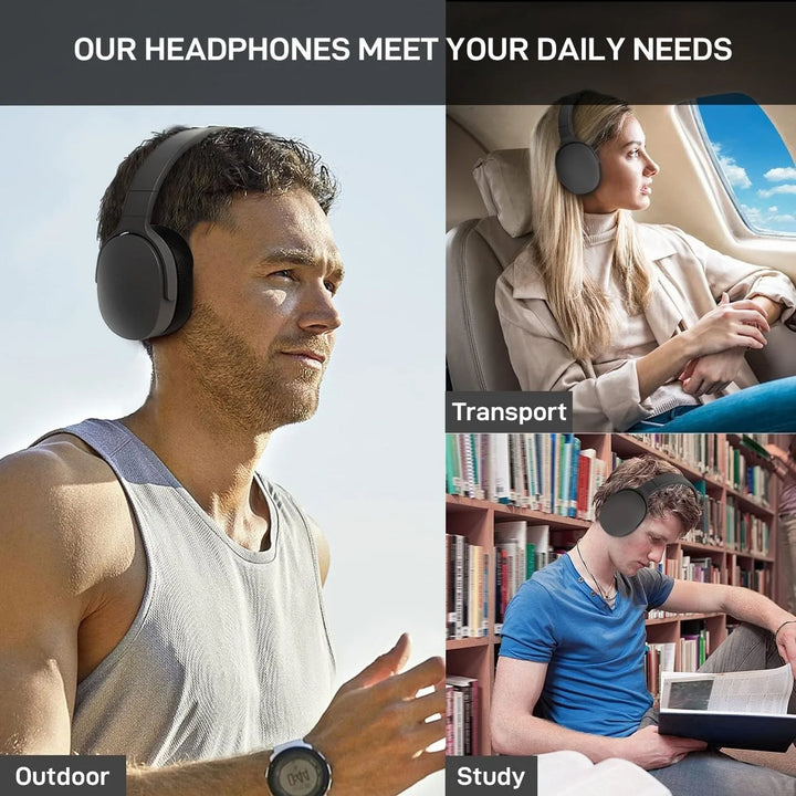 #P2961 Fones de ouvido sem fio Bluetooth 5.3 sobre a orelha Fone de ouvido estéreo de alta fidelidade True Sports com fones de ouvido TF / AUX Music Player com microfone HD