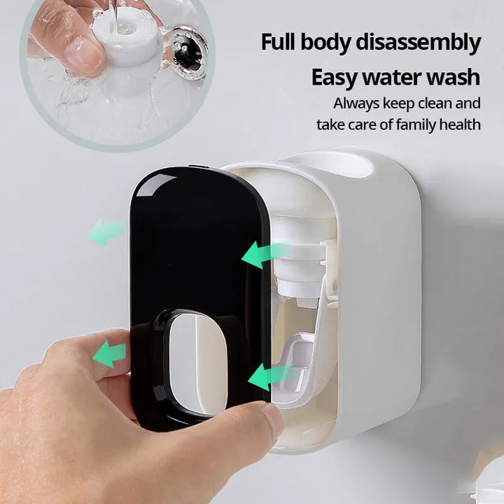 1pc Espremedor de pasta de dente à prova d'água Dispensador automático de pasta de dente Suporte de parede para banheiro Acessórios para banheiro Suporte para escova de dentes