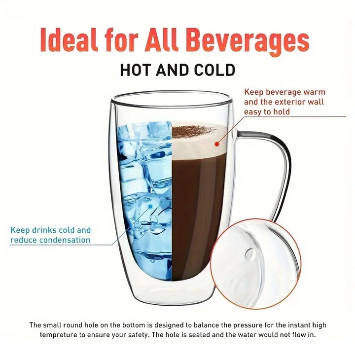 Copos de Café Duplos 80-450ML Copos de Vidro Duplamente Isolados Para Café Quente & Frio Caneca Transparente com Alça de Óculos