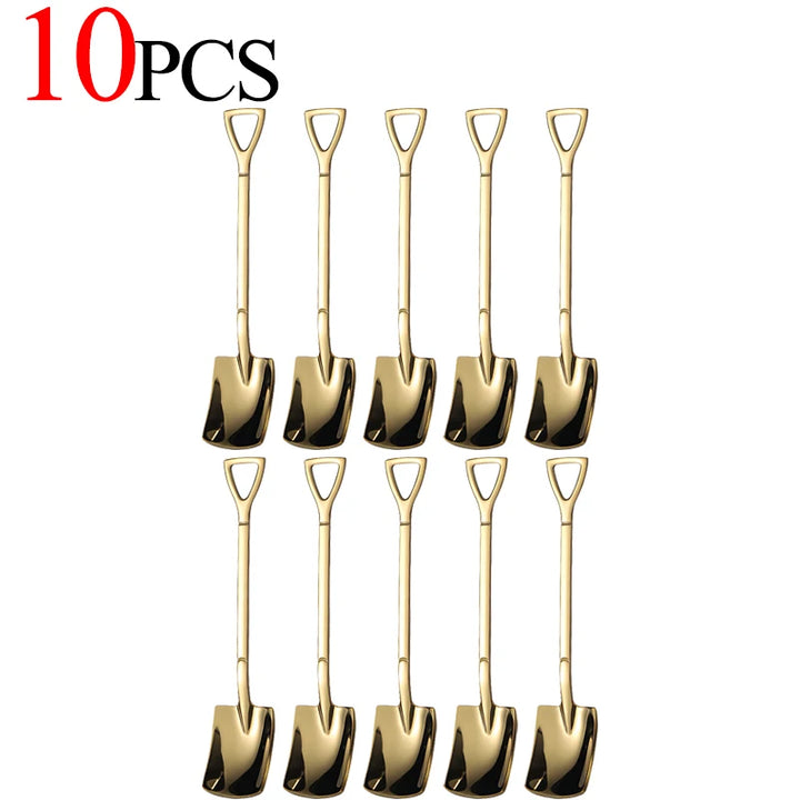 20/1Pcs Aço Inoxidável Pá Colher Ouro Prata Colheres de Café Sorvete Sobremesa Colher Colher de Chá Talheres de Cozinha Conjunto