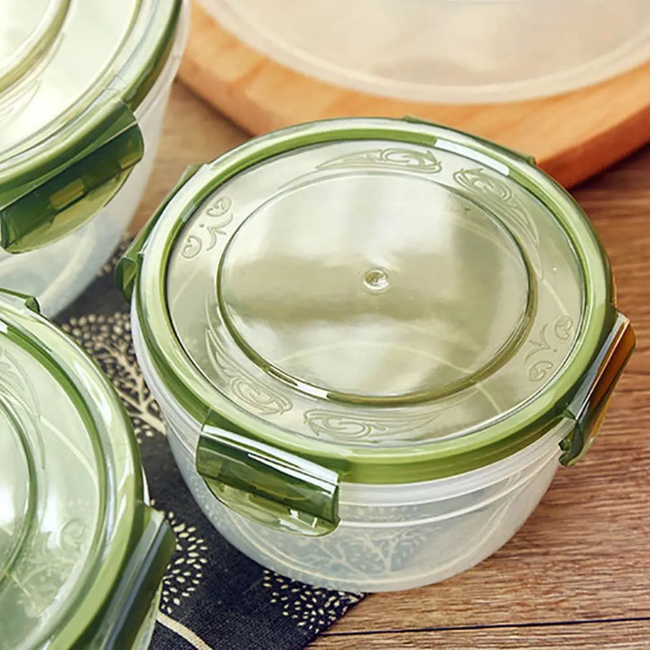 1/4Pcs Caixa de armazenamento redonda de plástico, segura, empilhável, selada, retangular, recipientes para alimentos com tampa, caixa para manter os alimentos frescos