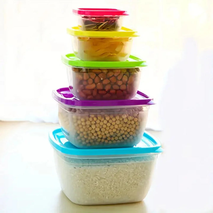 5 peças Recipientes de alimentos para micro-ondas Geladeira de plástico Crisper Recipiente retangular para alimentos Cozinha Almoço Selado Caixa de armazenamento ao ar livre