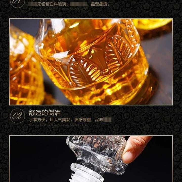Garrafa de Vidro de Vinho 250-1000ml Decantadores de Uísque de Vidro Sem Chumbo para Licor Scotch Bourbon