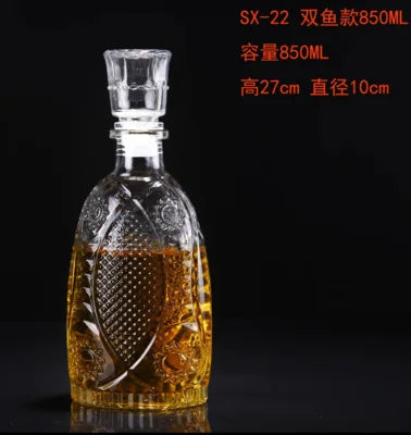 Garrafa de Vidro de Vinho 250-1000ml Decantadores de Uísque de Vidro Sem Chumbo para Licor Scotch Bourbon