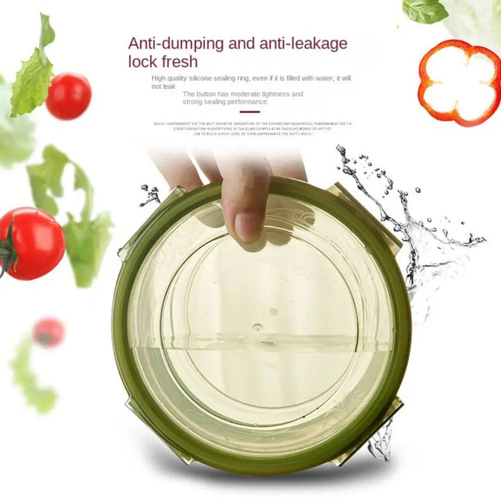 1/4Pcs Caixa de armazenamento redonda de plástico, segura, empilhável, selada, retangular, recipientes para alimentos com tampa, caixa para manter os alimentos frescos