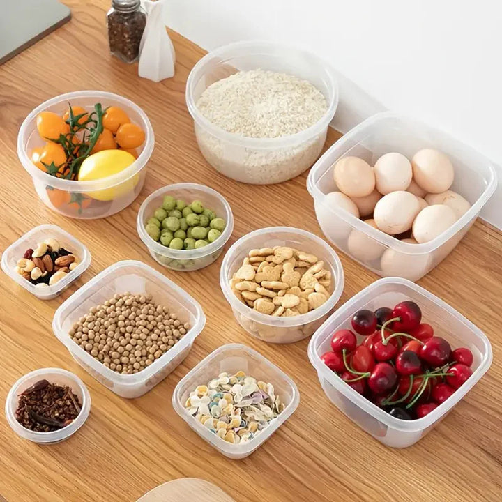 5 peças Recipientes de alimentos para micro-ondas Geladeira de plástico Crisper Recipiente retangular para alimentos Cozinha Almoço Selado Caixa de armazenamento ao ar livre