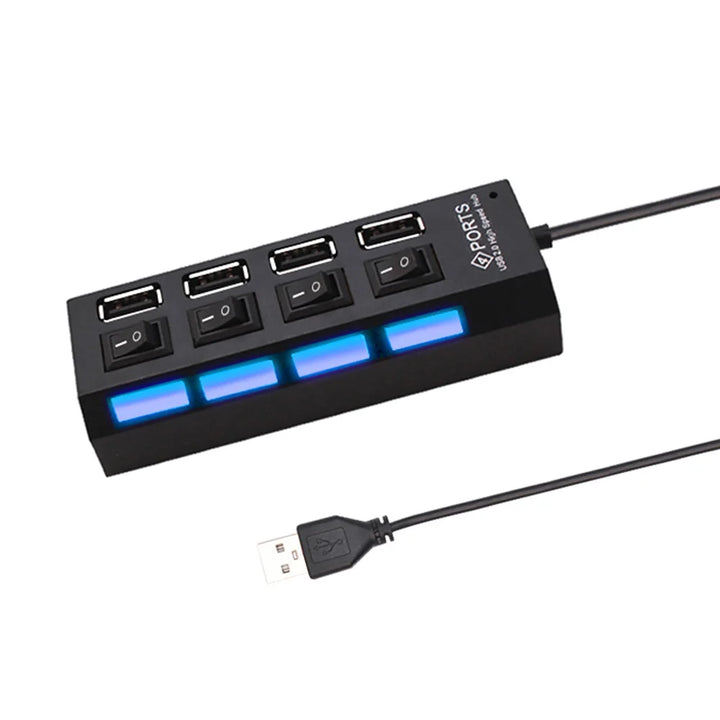 USB 2.0 Hub Multi USB Splitter Ports Hub Use Adaptador de Energia 4/7 Portas Hub Expansor Múltiplo com Switch 30CM Cabo Para Casa