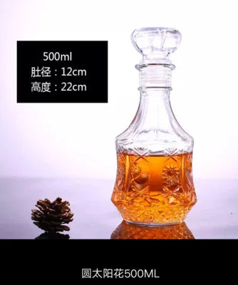 Garrafa de Vidro de Vinho 250-1000ml Decantadores de Uísque de Vidro Sem Chumbo para Licor Scotch Bourbon