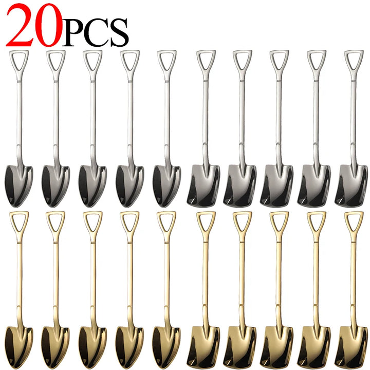 20/1Pcs Aço Inoxidável Pá Colher Ouro Prata Colheres de Café Sorvete Sobremesa Colher Colher de Chá Talheres de Cozinha Conjunto