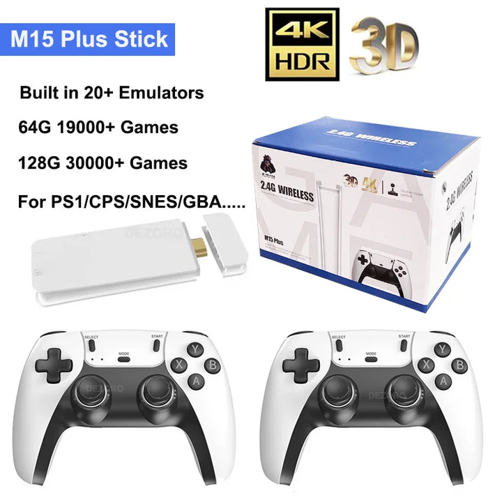 M15 Plus Game Stick Pro Mini TV Jogo Portátil Emulador de Jogo Clássico HD Saída Gaming Retro Consola para PS1