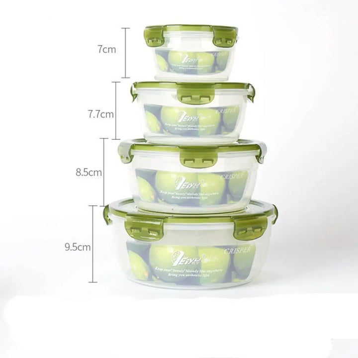 1/4Pcs Caixa de armazenamento redonda de plástico, segura, empilhável, selada, retangular, recipientes para alimentos com tampa, caixa para manter os alimentos frescos