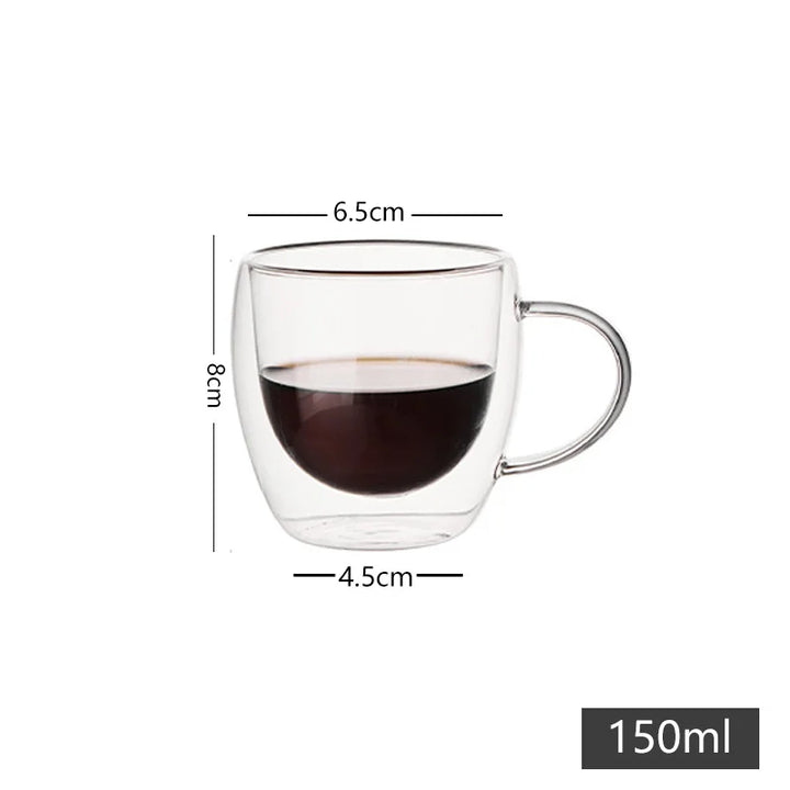Copos de Café Duplos 80-450ML Copos de Vidro Duplamente Isolados Para Café Quente & Frio Caneca Transparente com Alça de Óculos