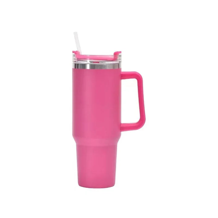 Garrafa de água de aço inoxidável de 40 onças, caneca de café para carro, copo personalizado com tampa de alça, canudo, copo térmico a vácuo
