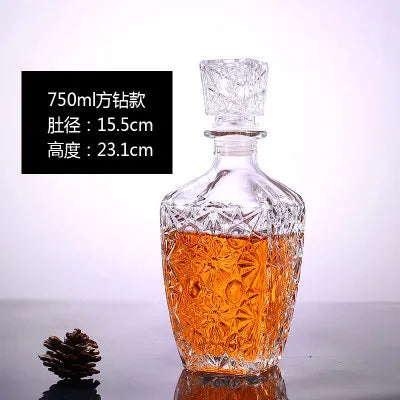 Garrafa de Vidro de Vinho 250-1000ml Decantadores de Uísque de Vidro Sem Chumbo para Licor Scotch Bourbon