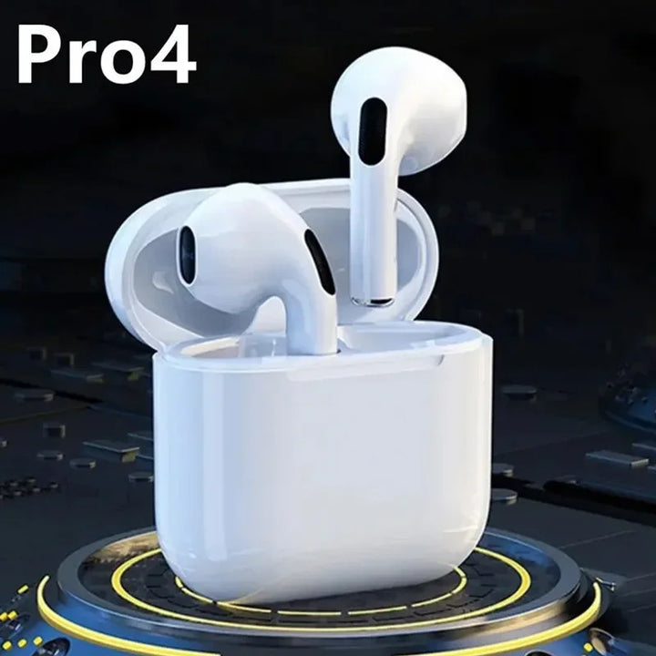 Pro4 TWS Fone de ouvido Bluetooth 9D Fone de ouvido estéreo sem fio Fone de ouvido intra-auricular HiFi Fone de ouvido mãos-livres com microfone para Xiaomi iPhone