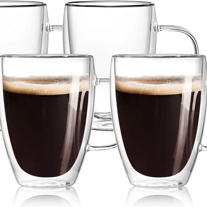 Copos de Café Duplos 80-450ML Copos de Vidro Duplamente Isolados Para Café Quente & Frio Caneca Transparente com Alça de Óculos