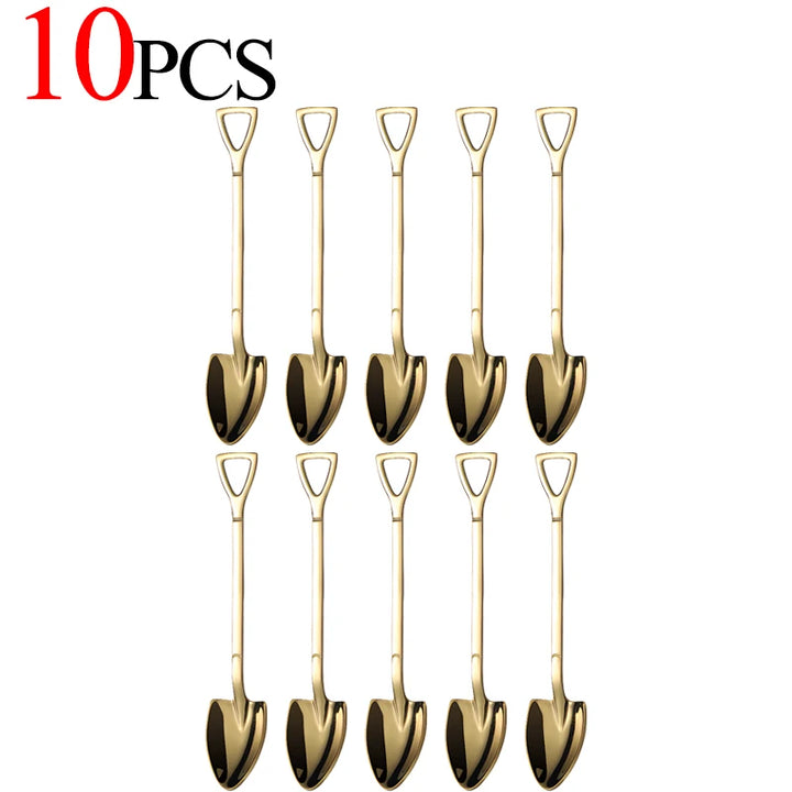 20/1Pcs Aço Inoxidável Pá Colher Ouro Prata Colheres de Café Sorvete Sobremesa Colher Colher de Chá Talheres de Cozinha Conjunto
