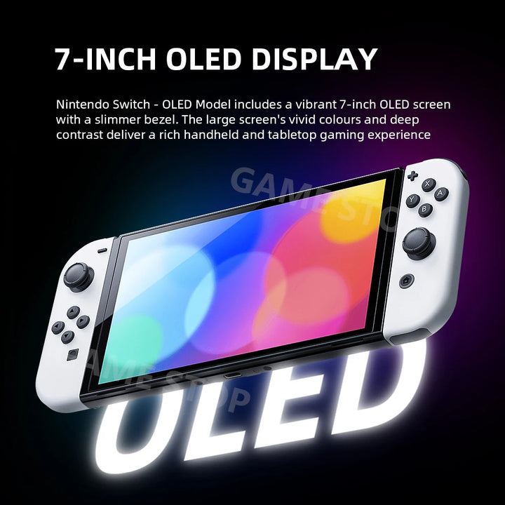Nintendo Switch OLED Modelo Branco Conjunto 7 Polegadas Tela Joy-Con Alça Áudio Aprimorado Ajustável Console Modo TV Estável Videogame