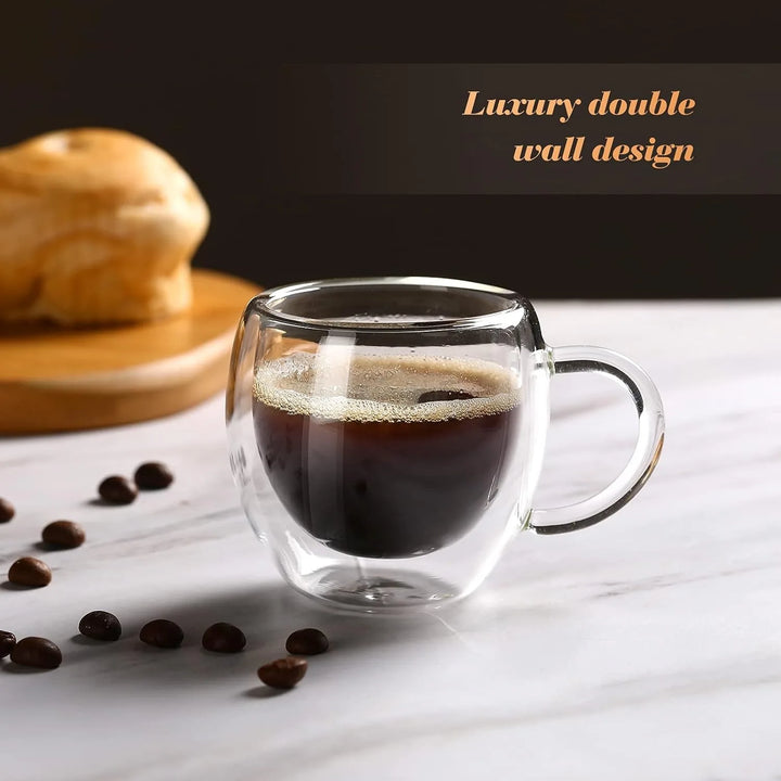 Copos de Café Duplos 80-450ML Copos de Vidro Duplamente Isolados Para Café Quente & Frio Caneca Transparente com Alça de Óculos