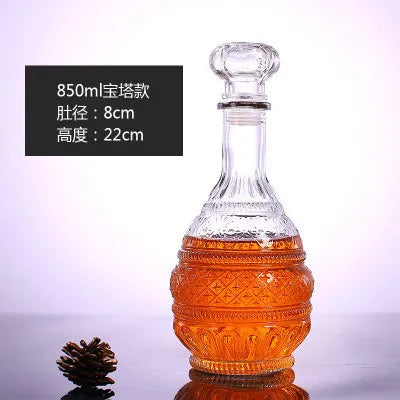 Garrafa de Vidro de Vinho 250-1000ml Decantadores de Uísque de Vidro Sem Chumbo para Licor Scotch Bourbon