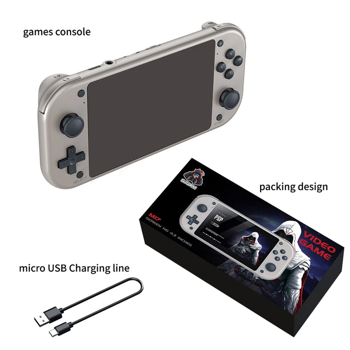 M17 Console de jogos Retro Handheld Video Game Console Open Source Linux System 4,3 polegadas IPS Screen Portable Pocket Video Player