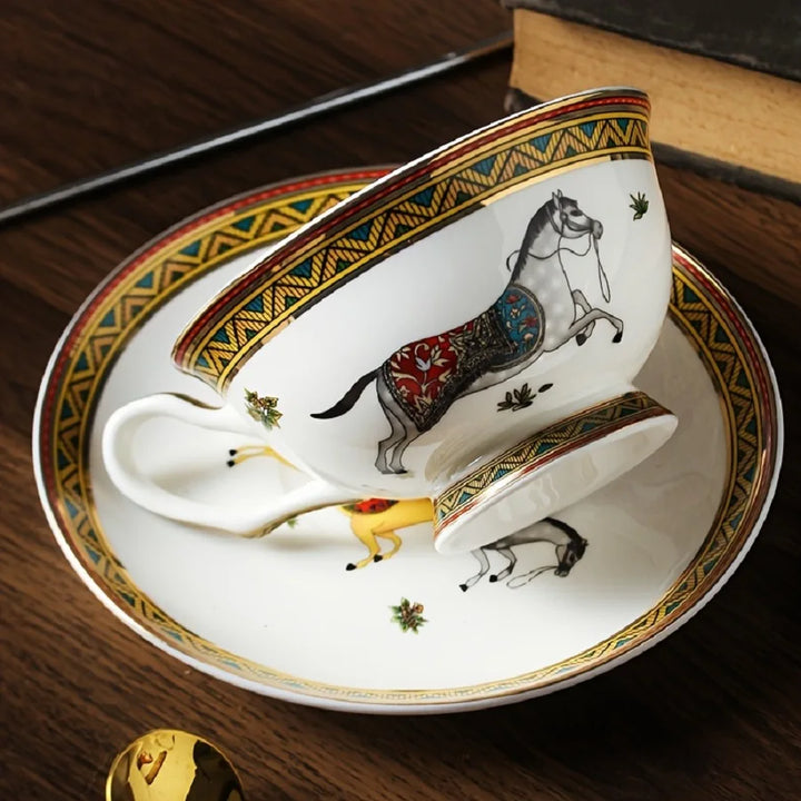 1 conjunto, xícara de chá e pires com colher, xícara de café de porcelana e prato pires, xícaras para café da manhã, chá da tarde, casa, jardim